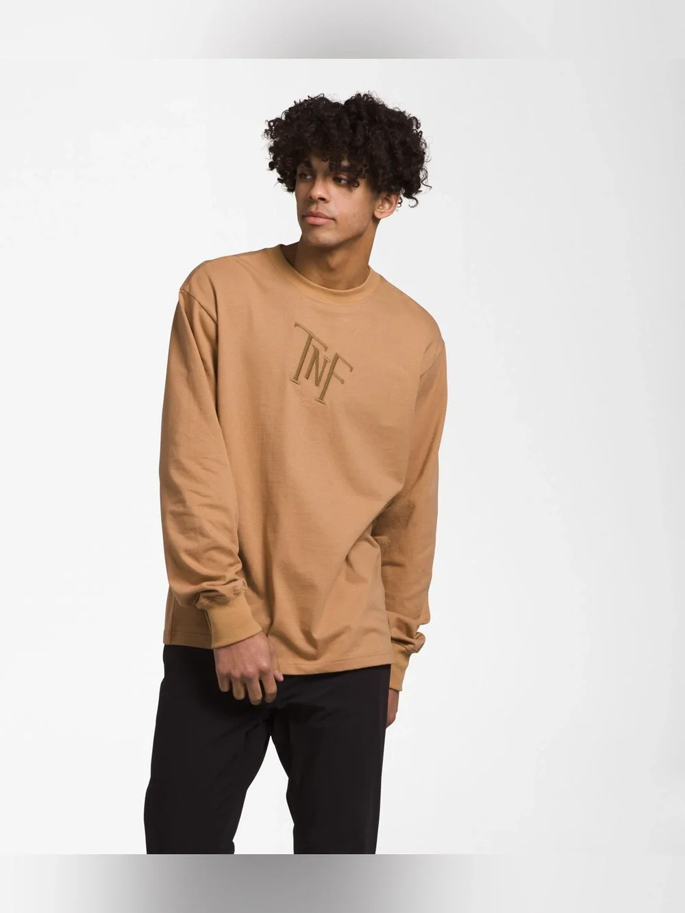 The North Face Tee Shirt Mens Small Heavyweight Long Sleeve Relaxed Tan New